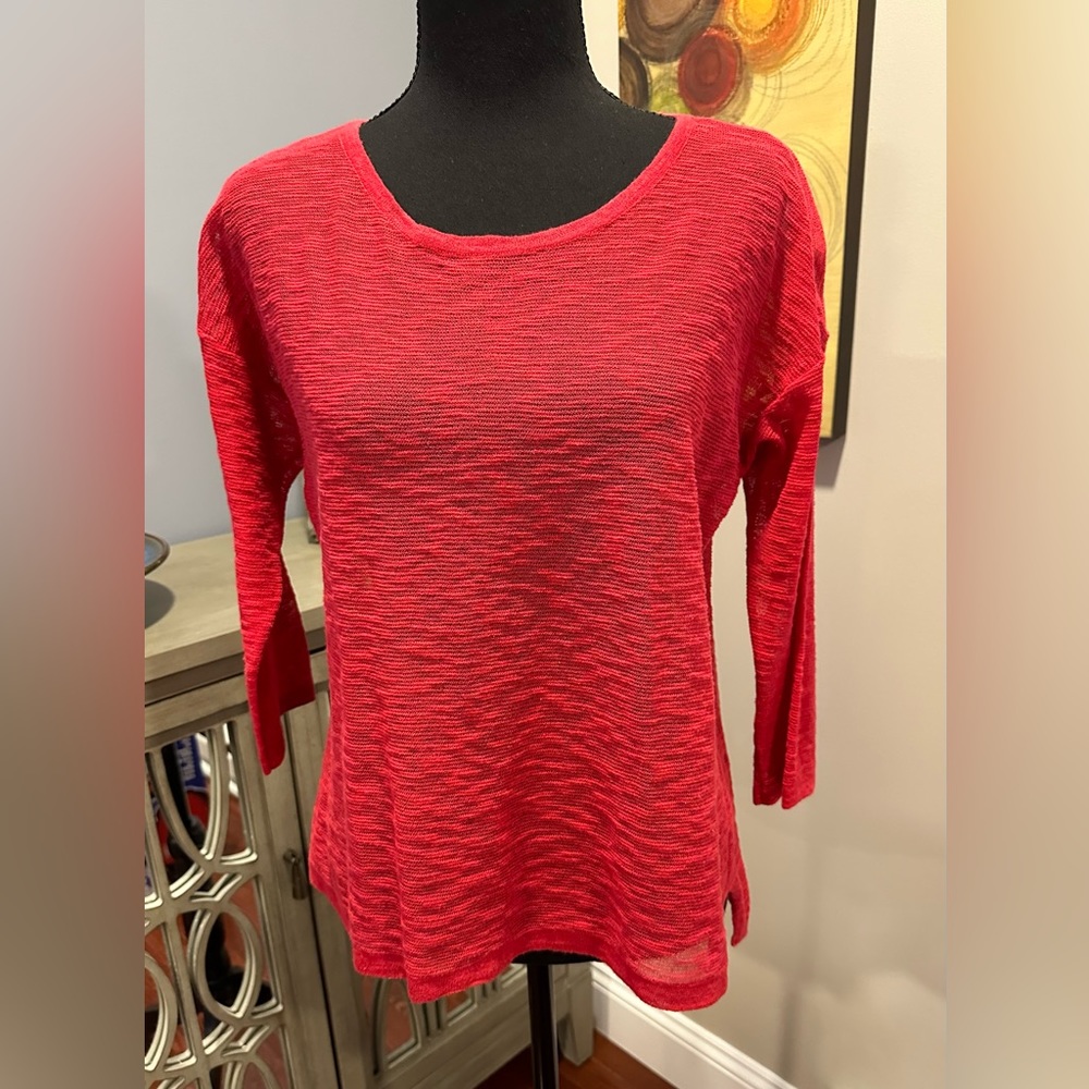 Ladies red sheer woven top